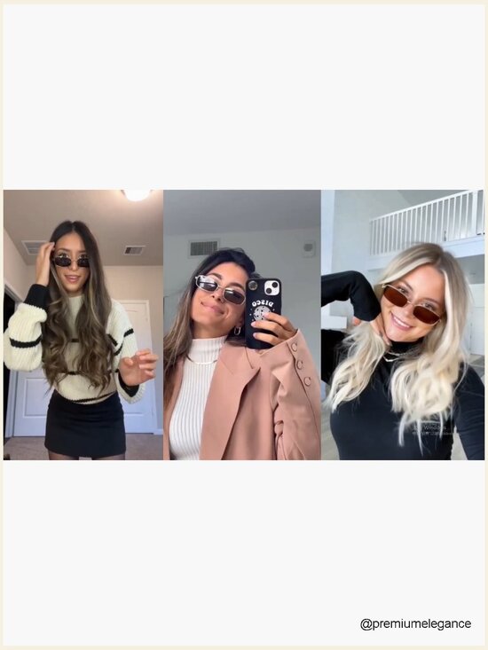 Retro Rectangle Sunglasses Narrow Thin Skinny Y2k Chic Unisex UV400